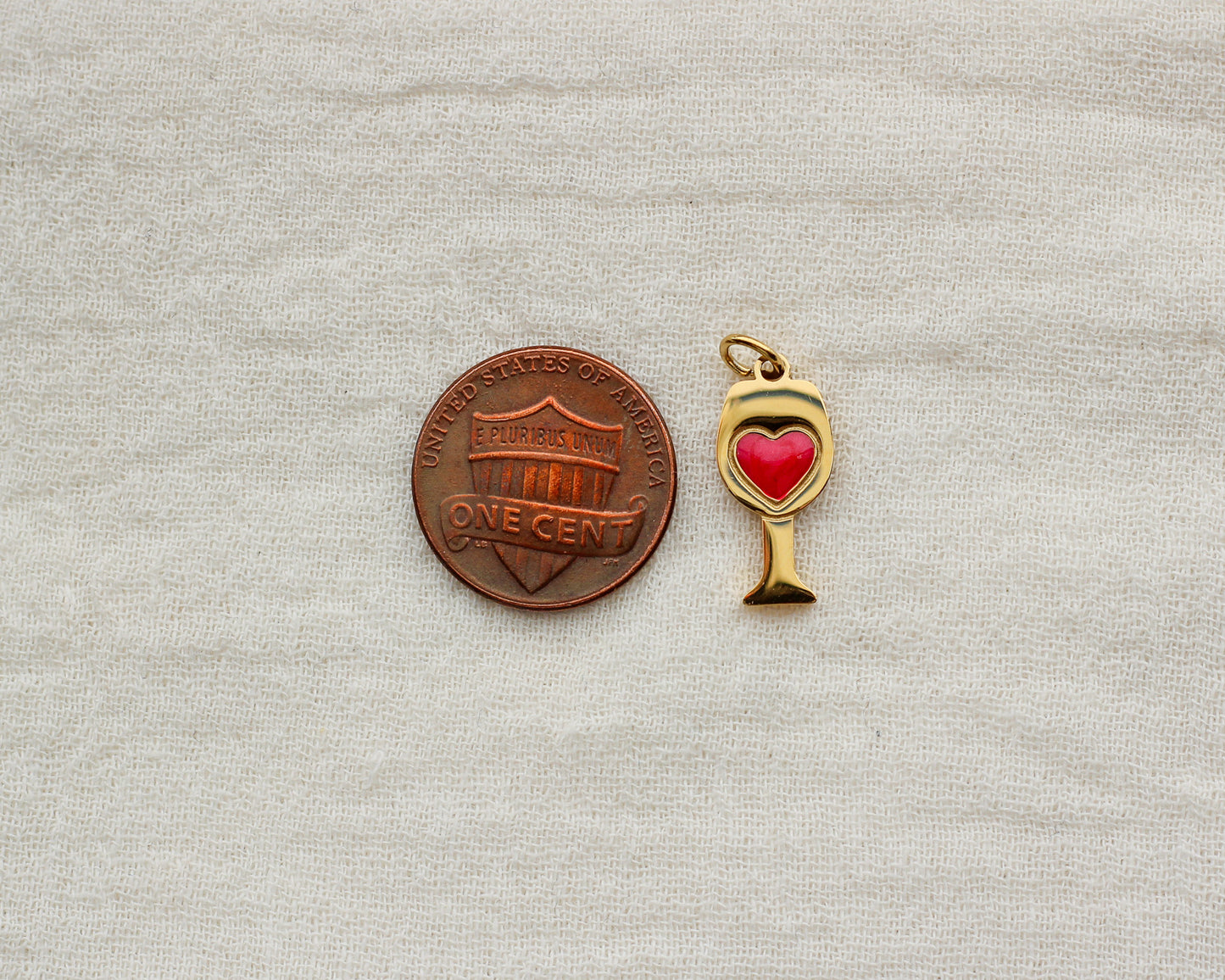 Heart Wine Glass PVD Charm, CH438