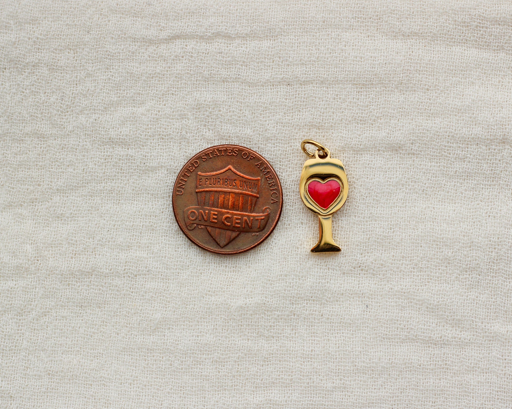 Heart Wine Glass PVD Charm, CH438