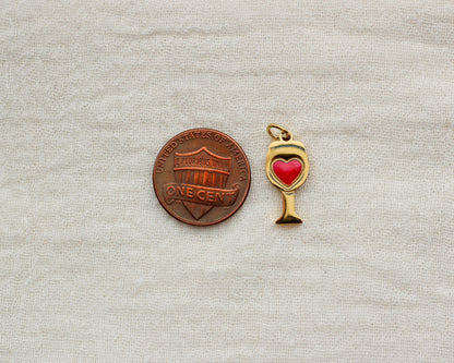 Heart Wine Glass PVD Charm, CH438