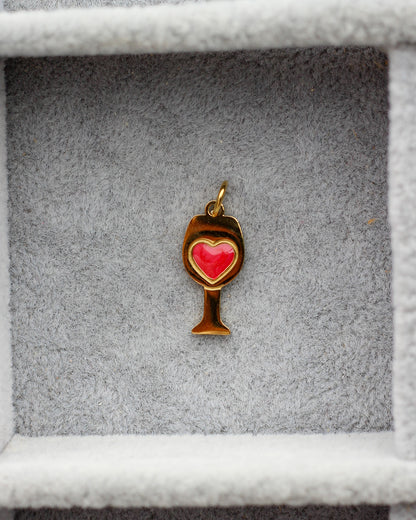 Heart Wine Glass PVD Charm, CH438