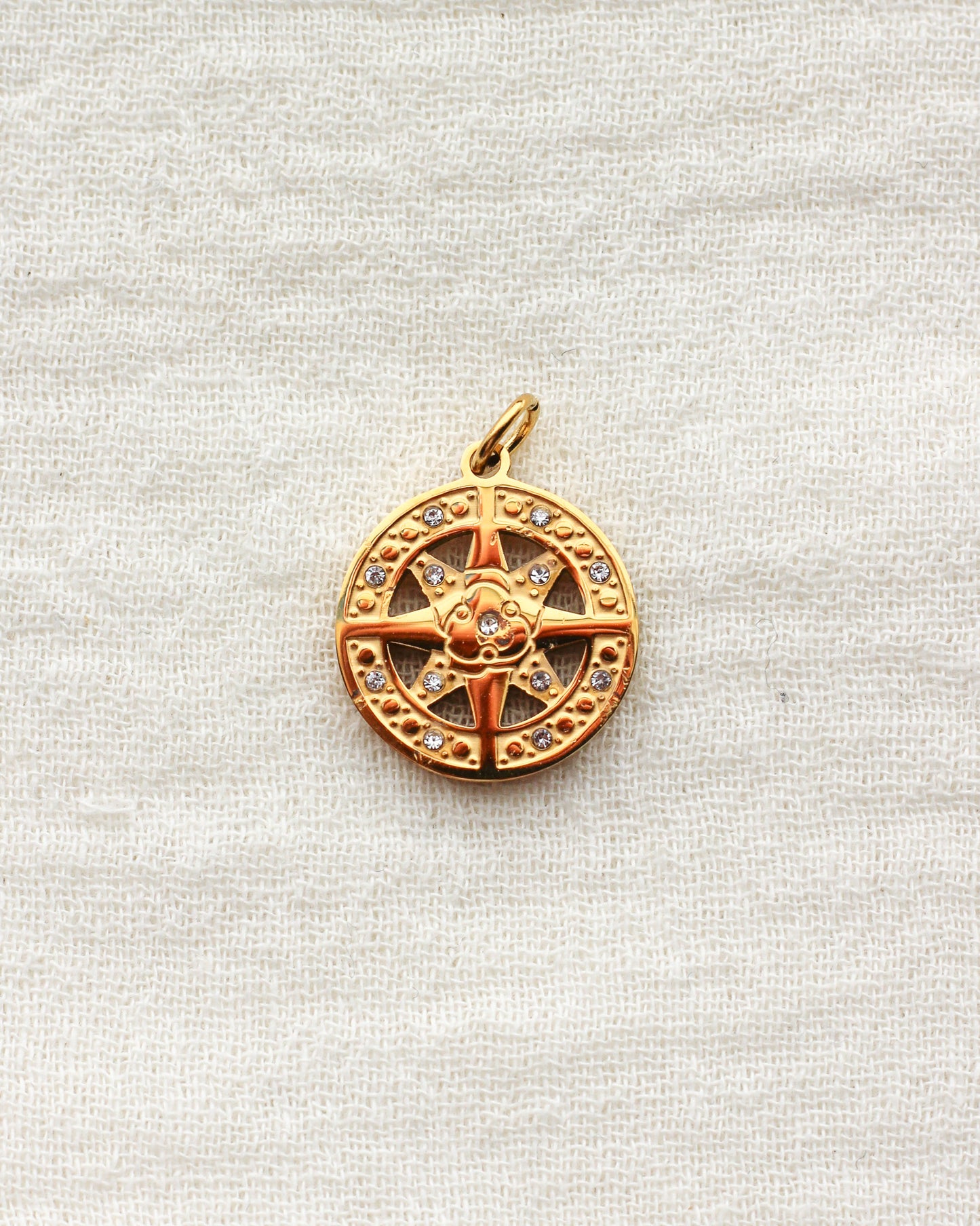 Compass with Cubic Zirconia PVD Charm, CH434
