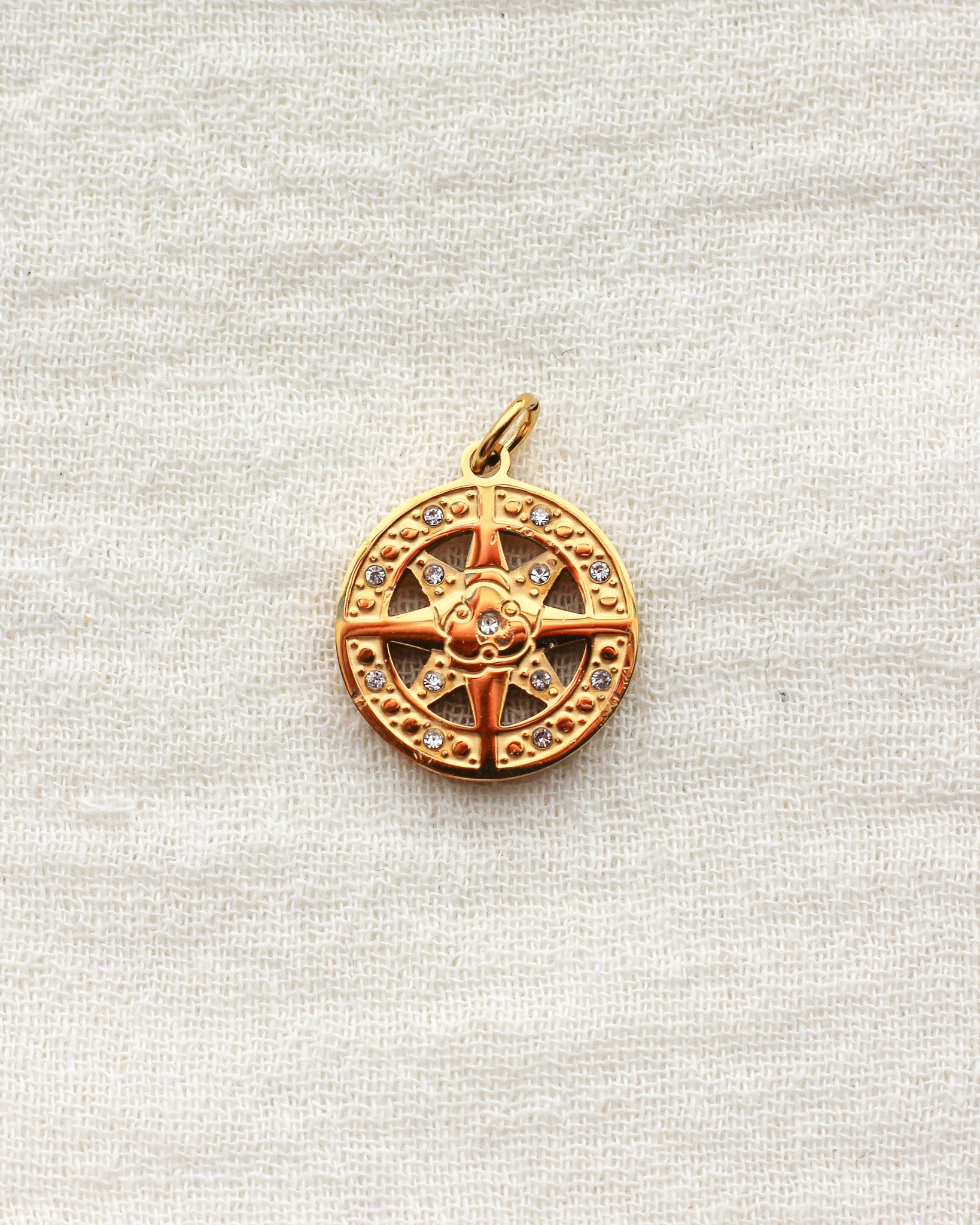Compass with Cubic Zirconia PVD Charm, CH434