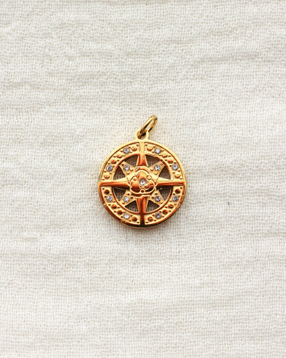 Compass with Cubic Zirconia PVD Charm, CH434