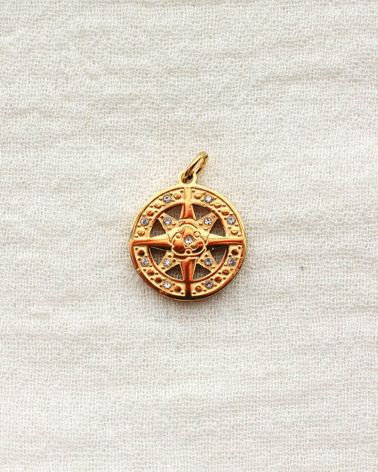 Compass with Cubic Zirconia PVD Charm, CH434