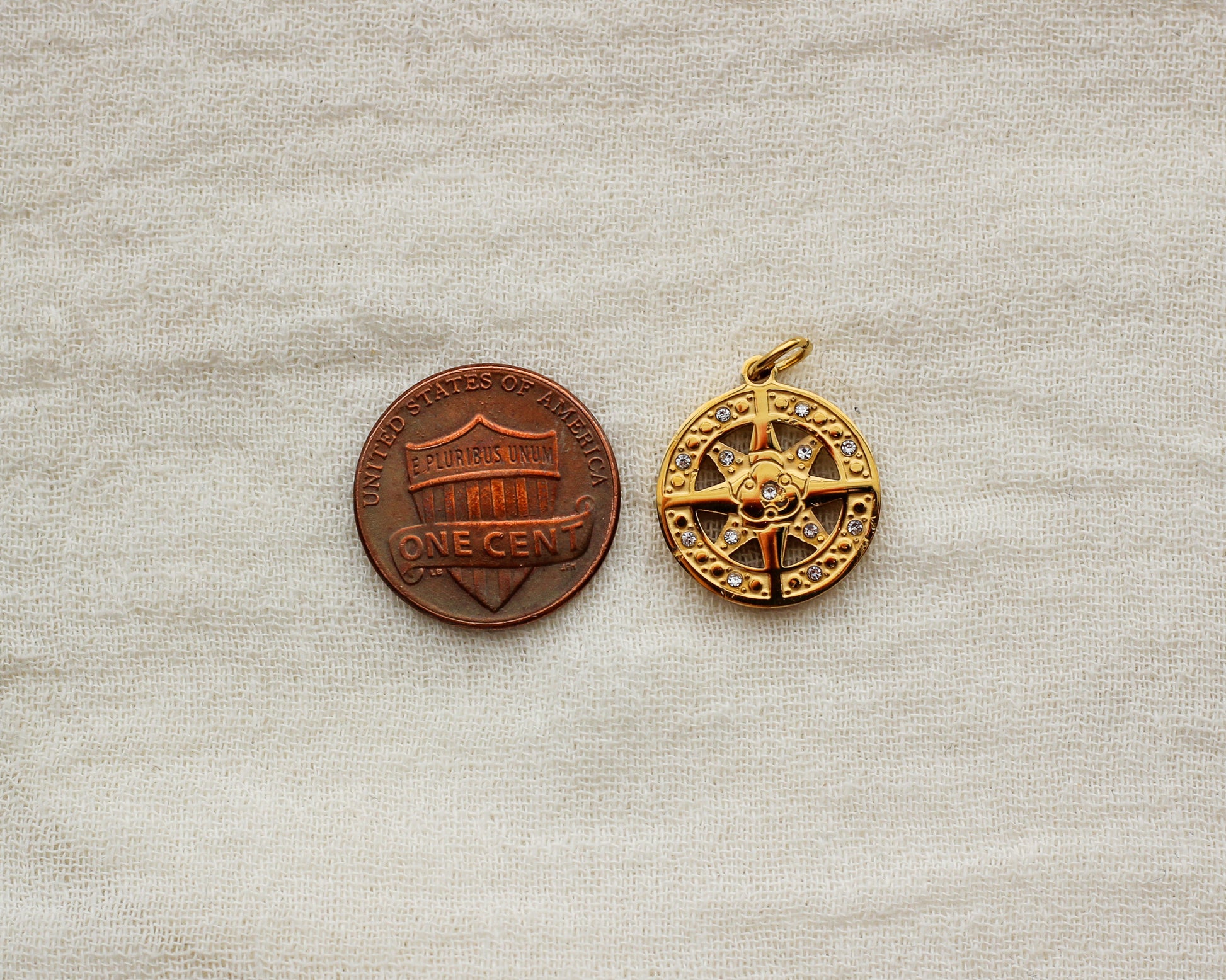 Compass with Cubic Zirconia PVD Charm, CH434