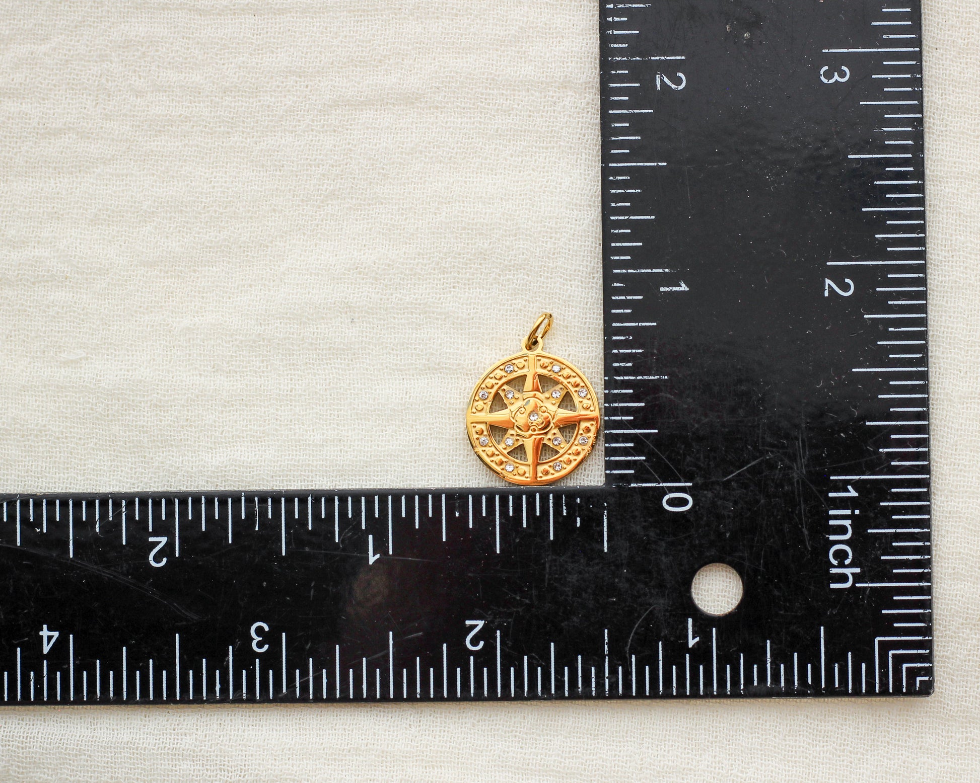 Compass with Cubic Zirconia PVD Charm, CH434