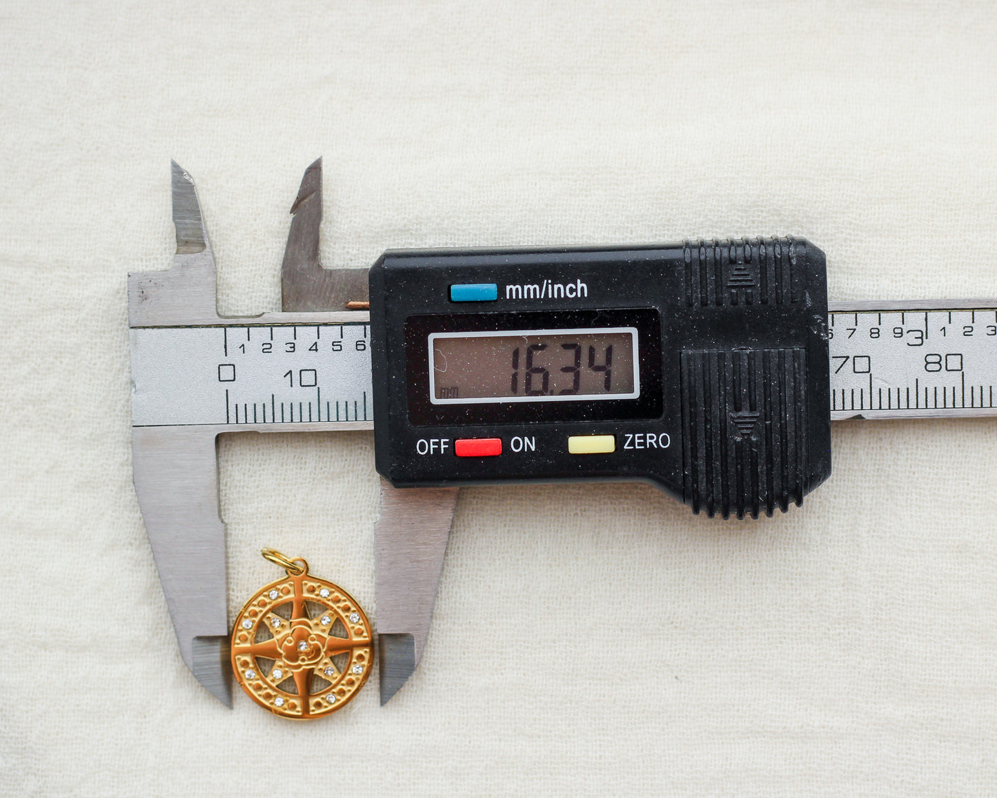 Compass with Cubic Zirconia PVD Charm, CH434