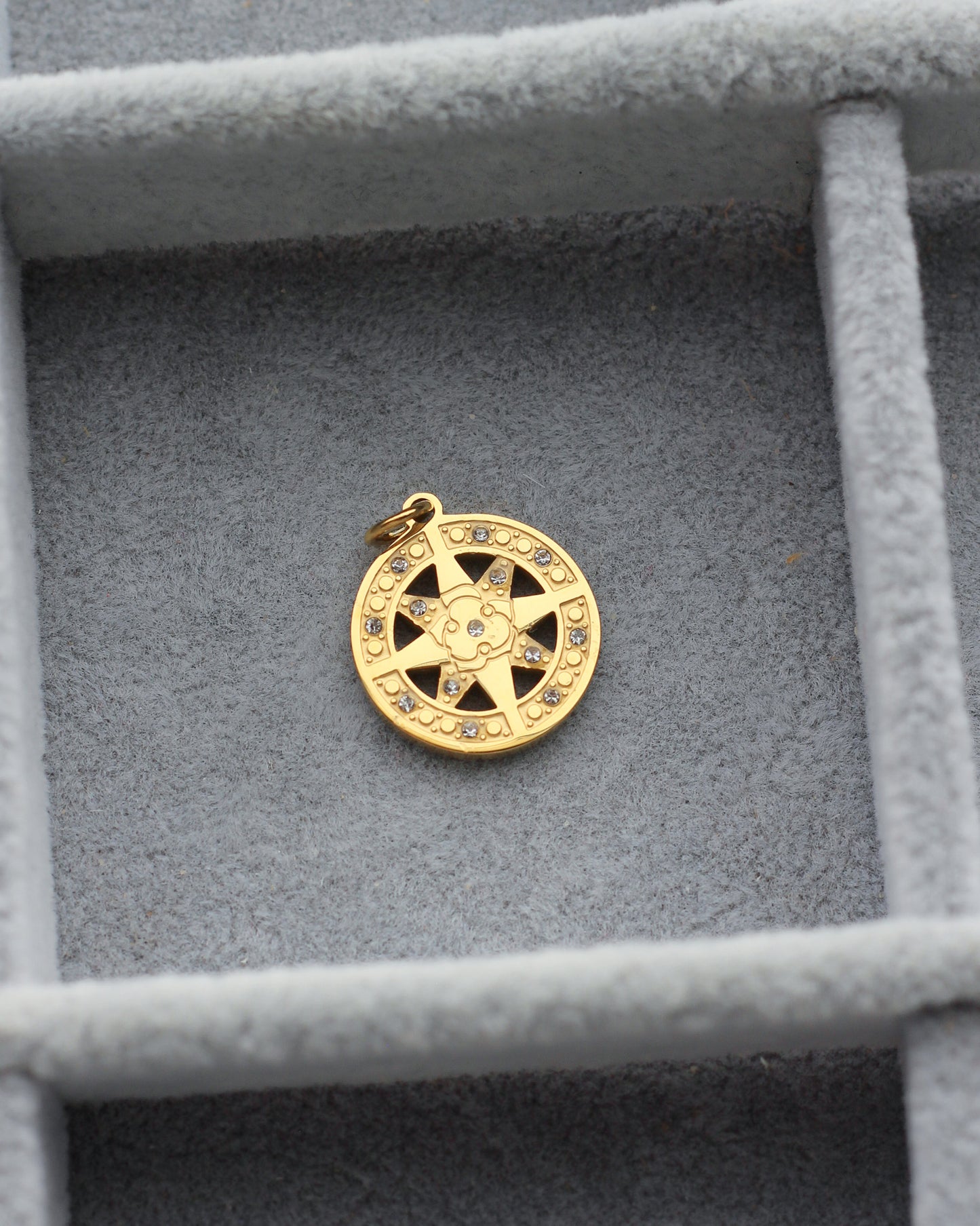 Compass with Cubic Zirconia PVD Charm, CH434