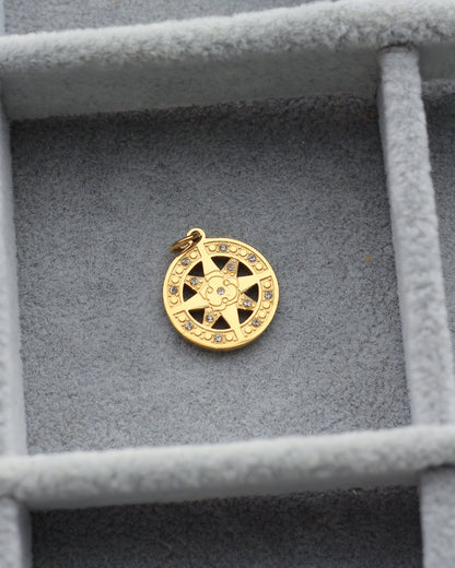Compass with Cubic Zirconia PVD Charm, CH434