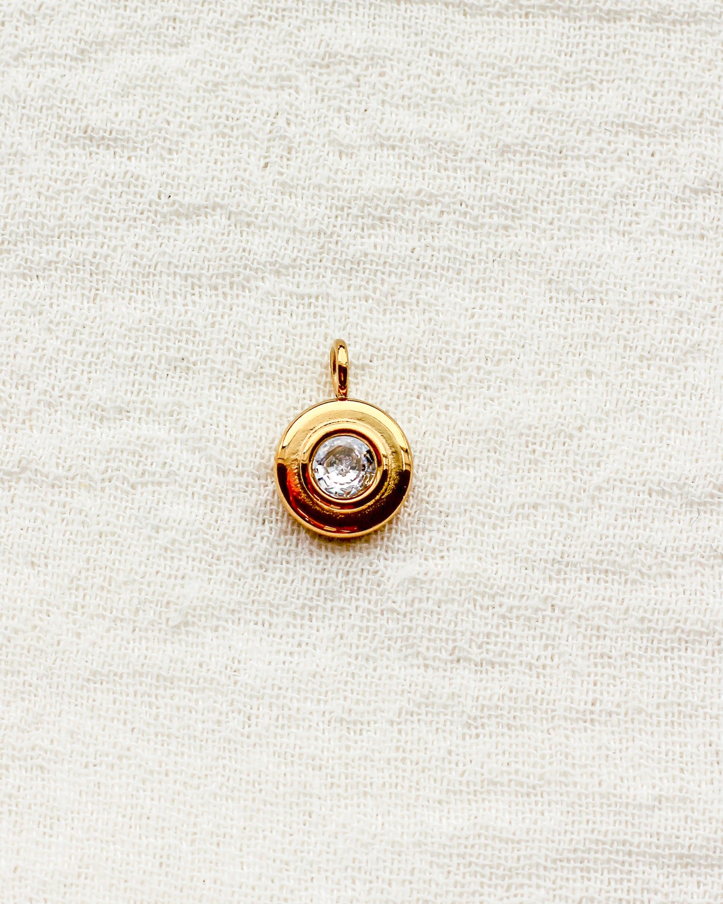 Cubic Zirconia Round Pendant PVD Charm, CH436