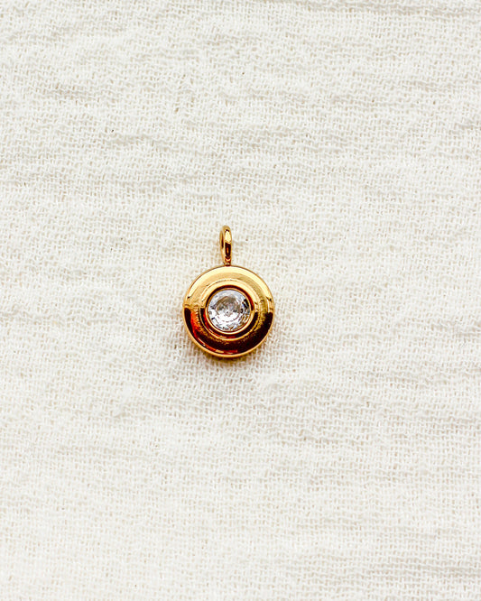 Cubic Zirconia Round Pendant PVD Charm, CH436