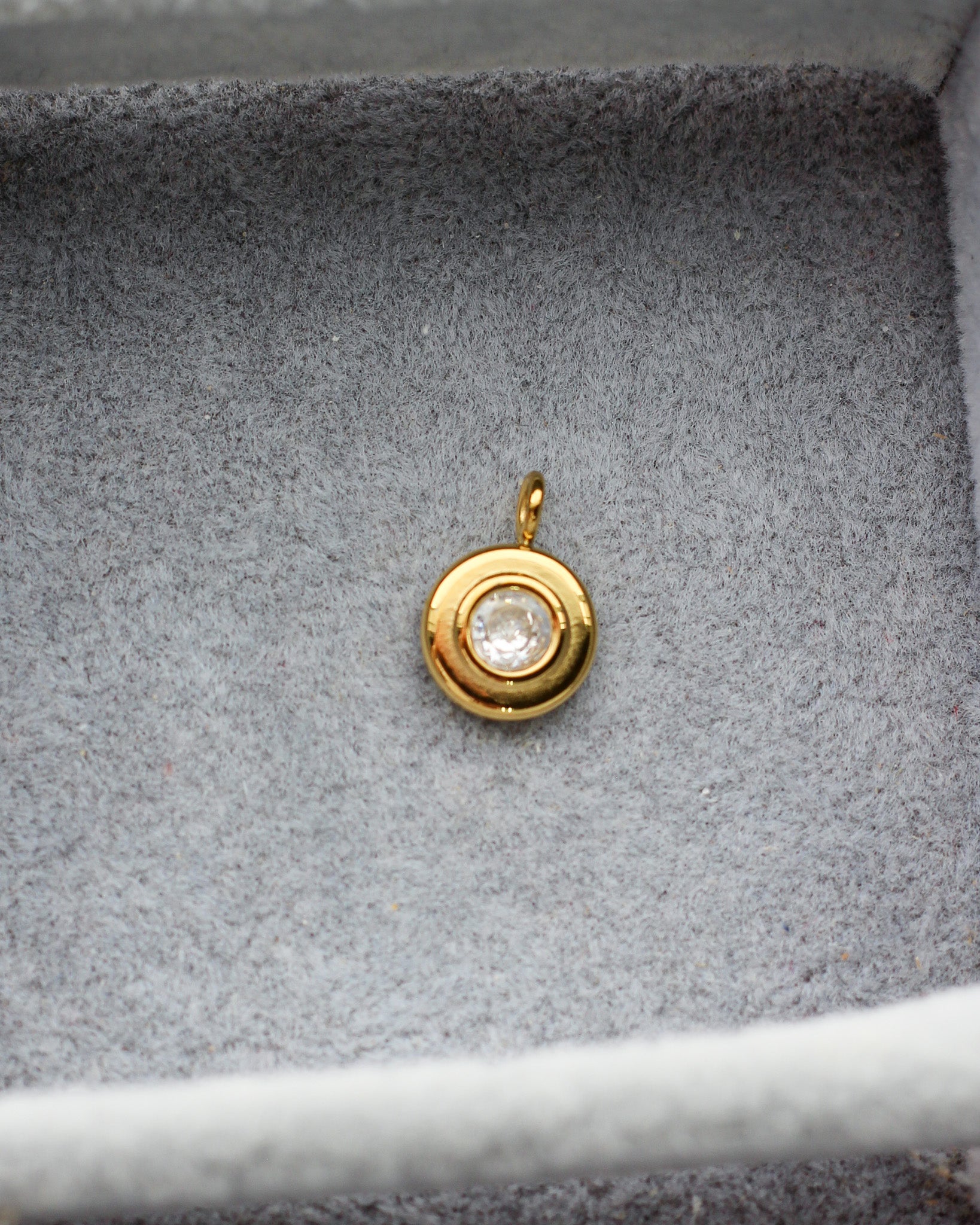 Cubic Zirconia Round Pendant PVD Charm, CH436