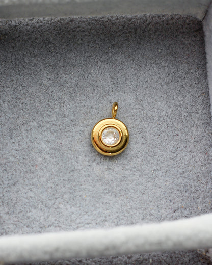 Cubic Zirconia Round Pendant PVD Charm, CH436
