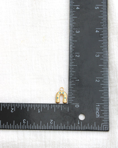 Horseshoe with CZ and Turquoise Charm, CH281