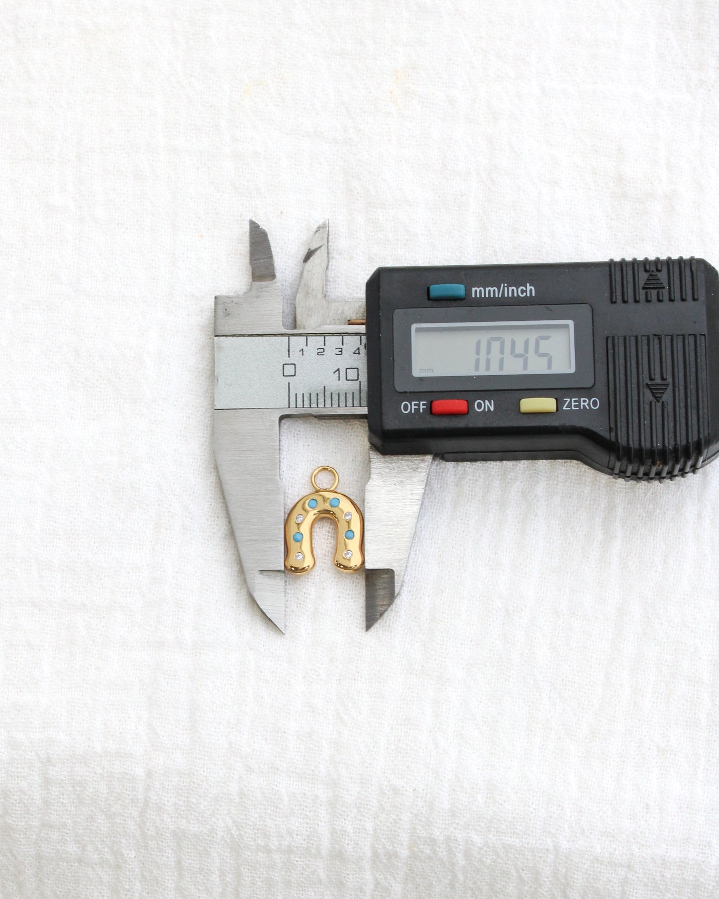 Horseshoe with CZ and Turquoise Charm, CH281