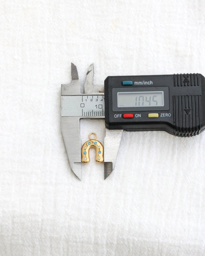 Horseshoe with CZ and Turquoise Charm, CH281