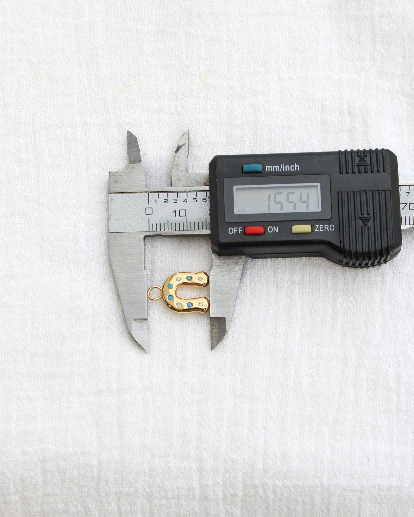 Horseshoe with CZ and Turquoise Charm, CH281