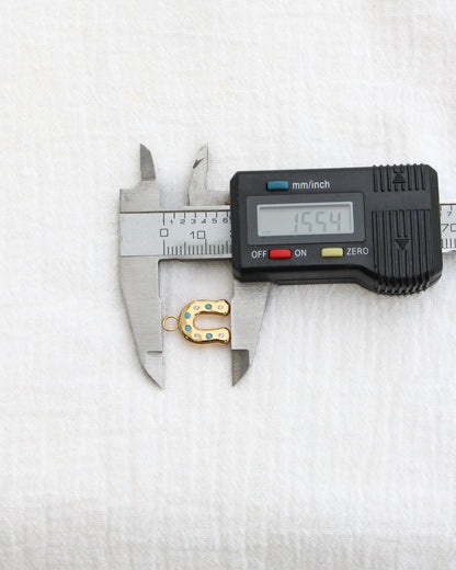 Horseshoe with CZ and Turquoise Charm, CH281