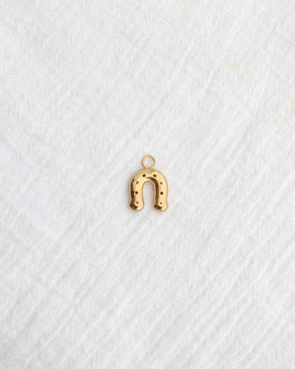 Horseshoe with CZ and Turquoise Charm, CH281