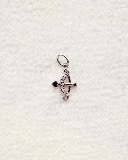 Bow & Arrow PVD Charm, White Zircon, CH329