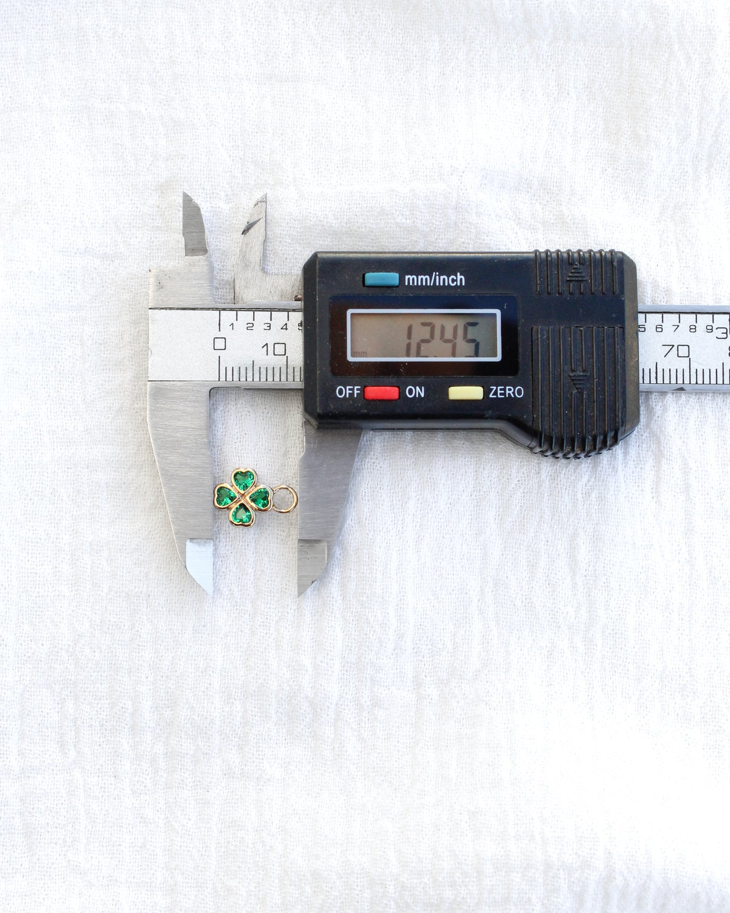 Heart Clover Charm with Emerald Nano Gem, CH294