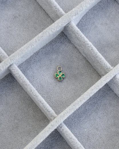 Heart Clover Charm with Emerald Nano Gem, CH294