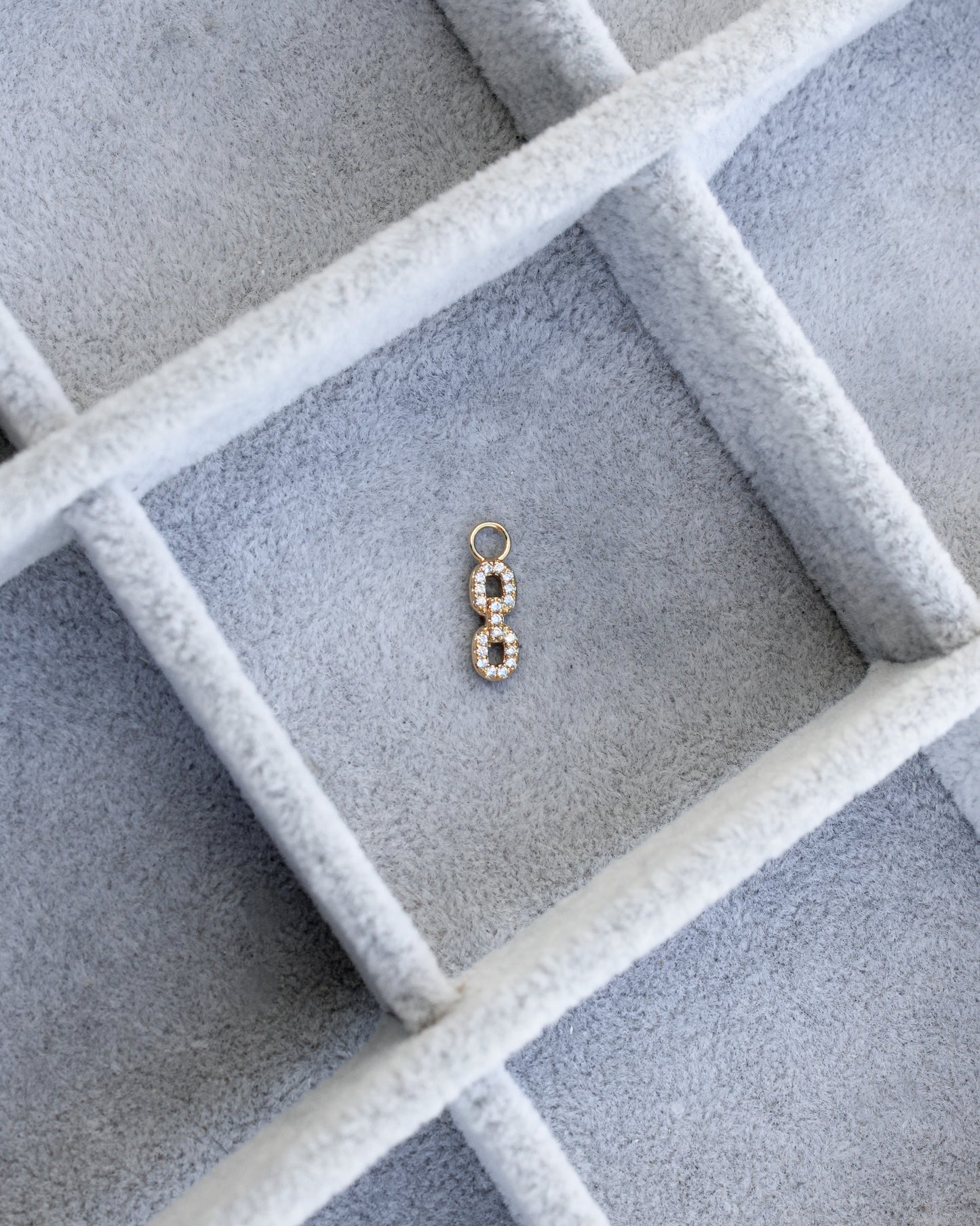 2 Link Pave Charm with All White Cubic Zirconia, CH293