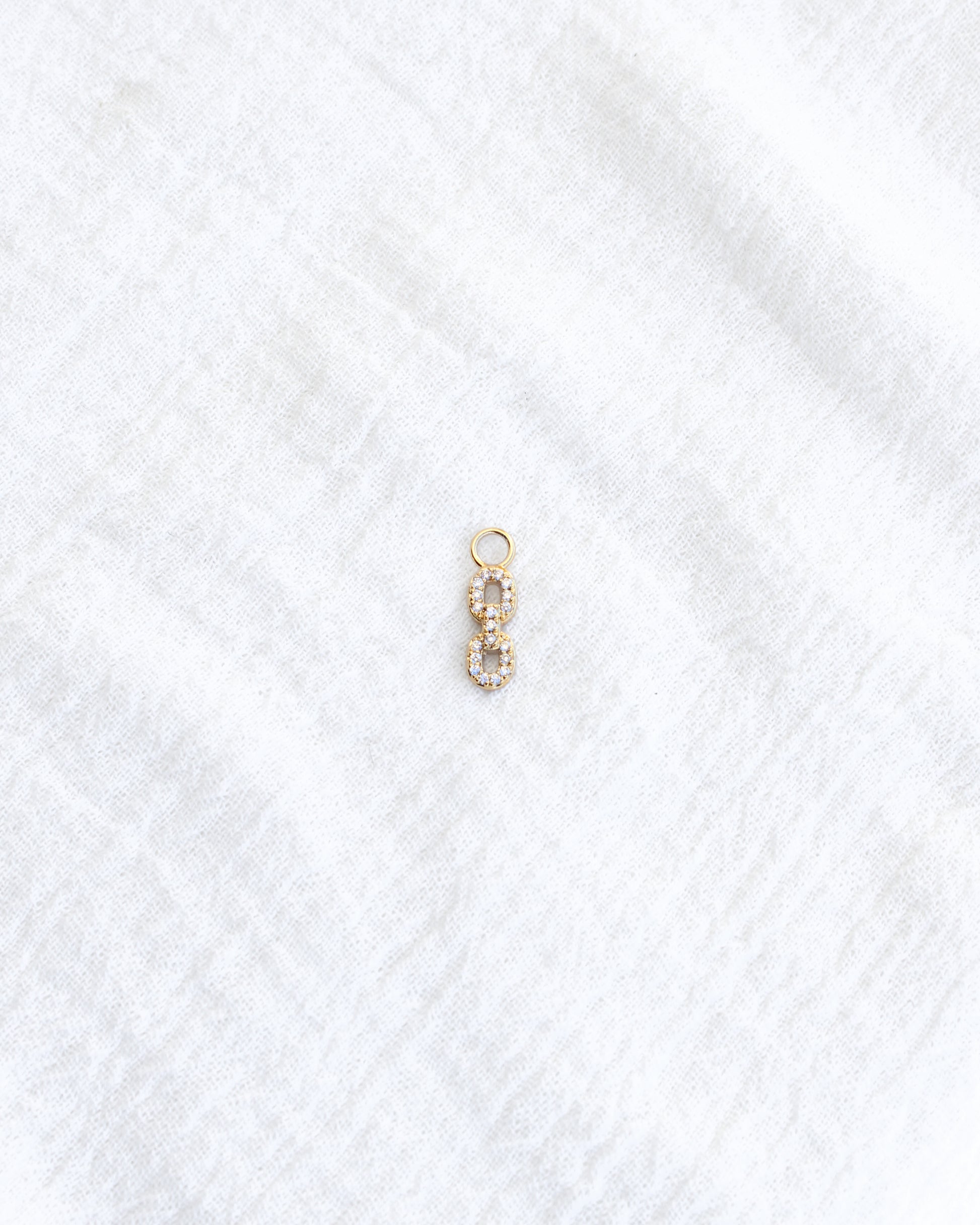 2 Link Pave Charm with All White Cubic Zirconia, CH293