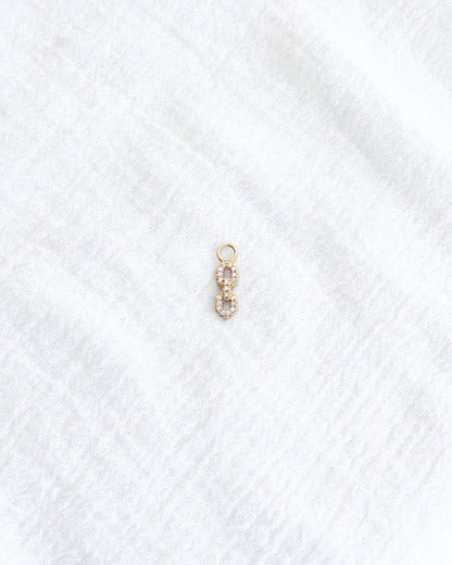 2 Link Pave Charm with All White Cubic Zirconia, CH293