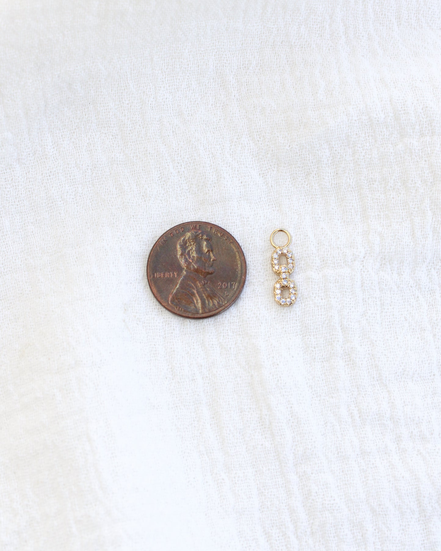 2 Link Pave Charm with All White Cubic Zirconia, CH293