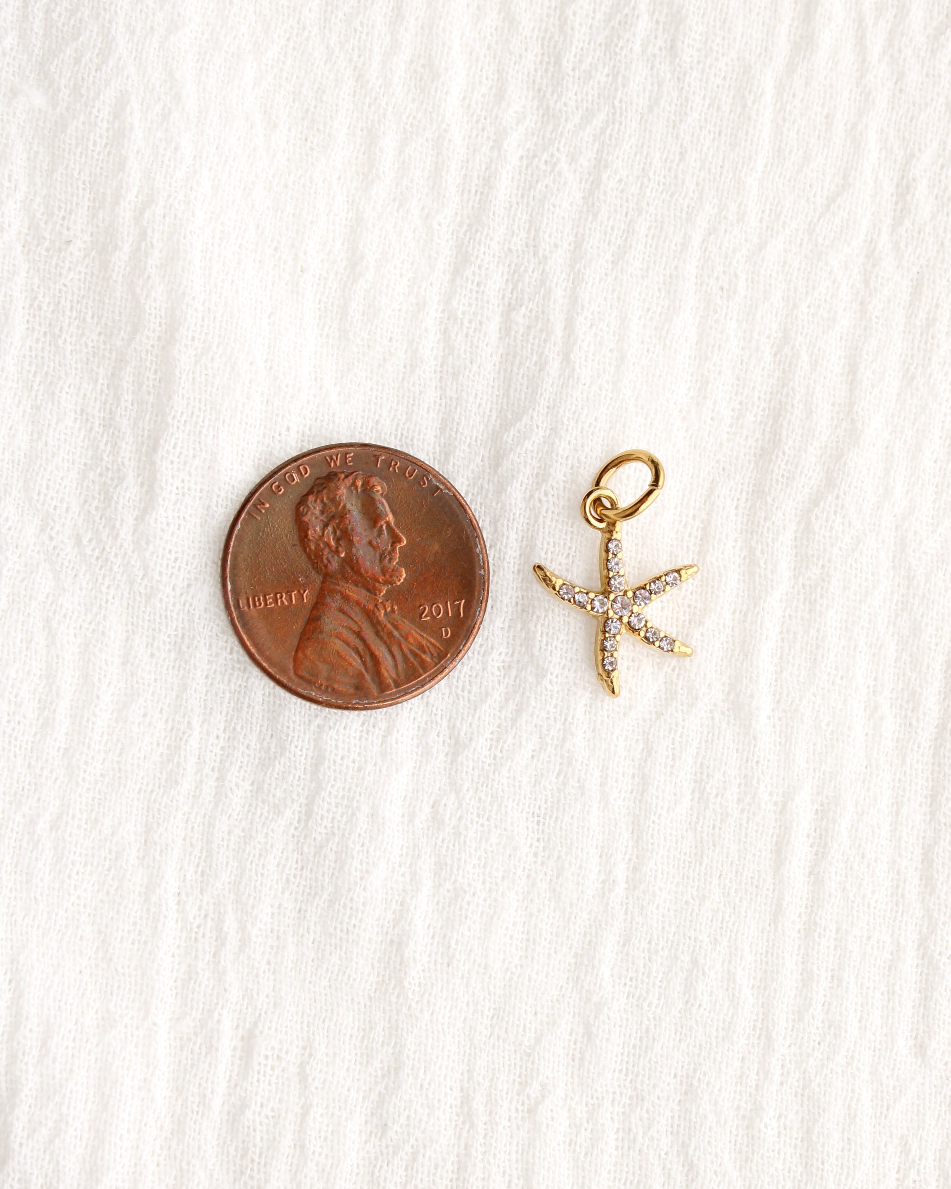 15mm Starfish PVD Charm with Cubic Zirconia, CH382