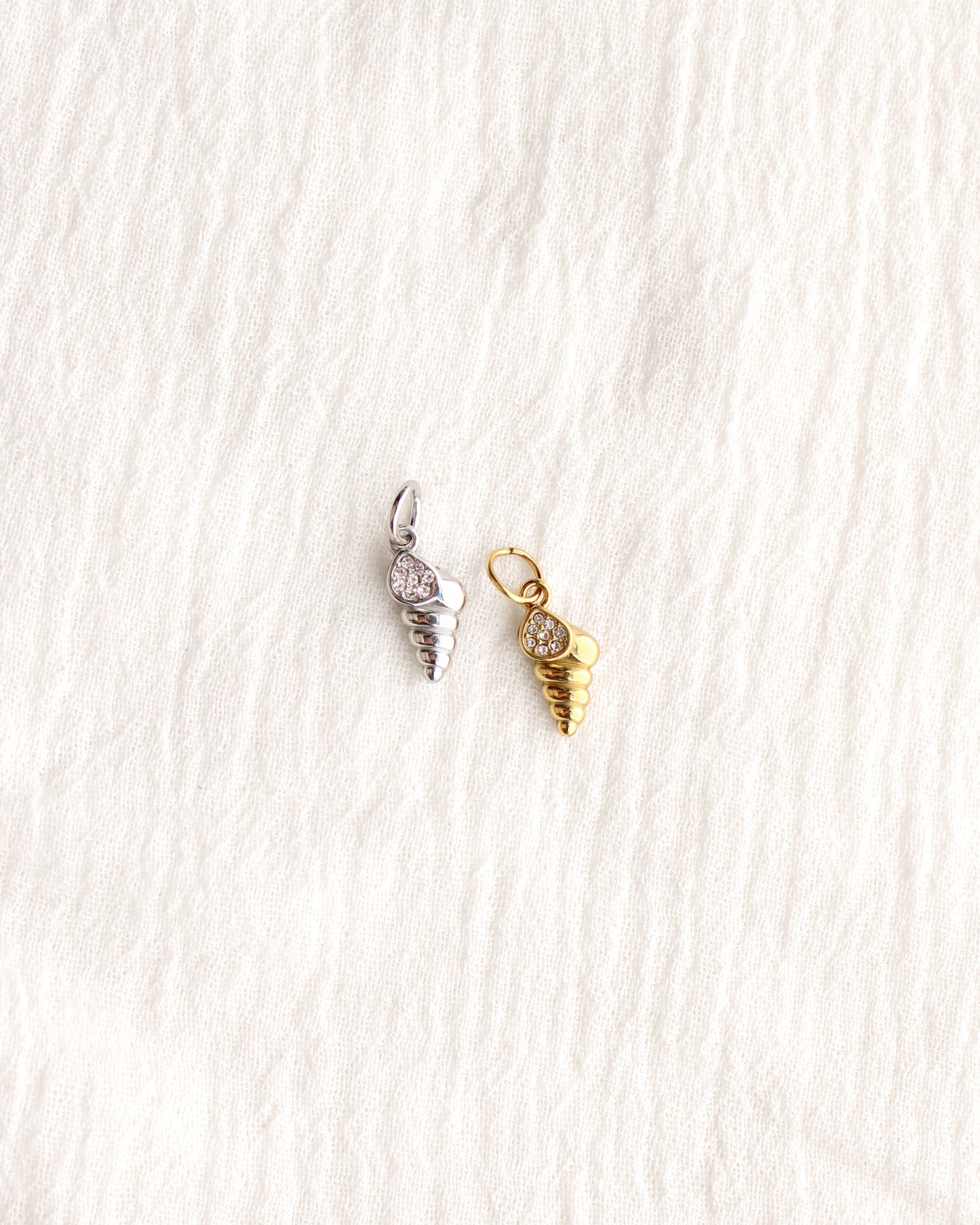 14mm Shell PVD Charm with Cubic Zirconia, CH380