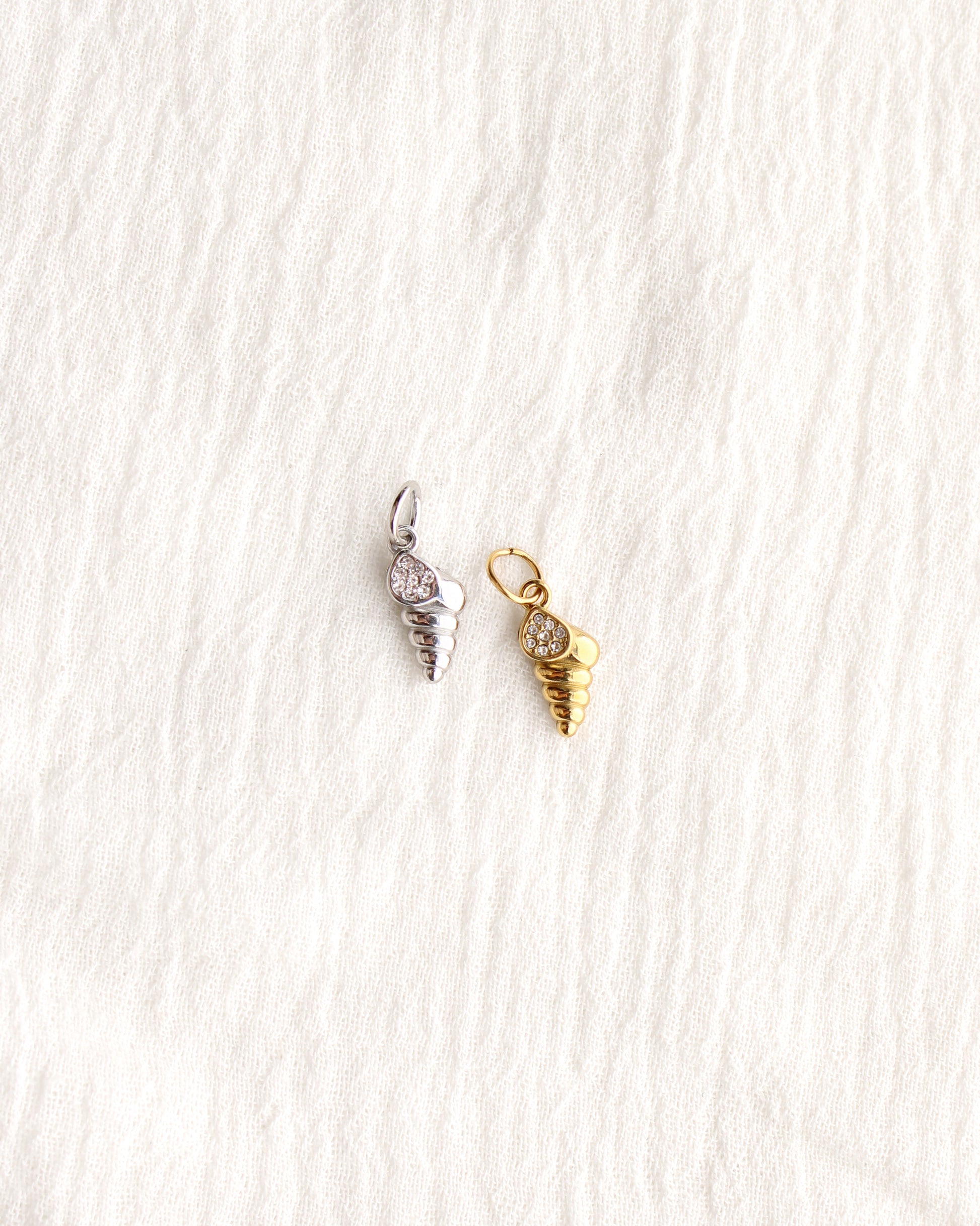 14mm Shell PVD Charm with Cubic Zirconia, CH380