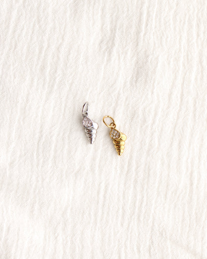 14mm Shell PVD Charm with Cubic Zirconia, CH380