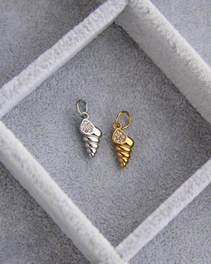 14mm Shell PVD Charm with Cubic Zirconia, CH380