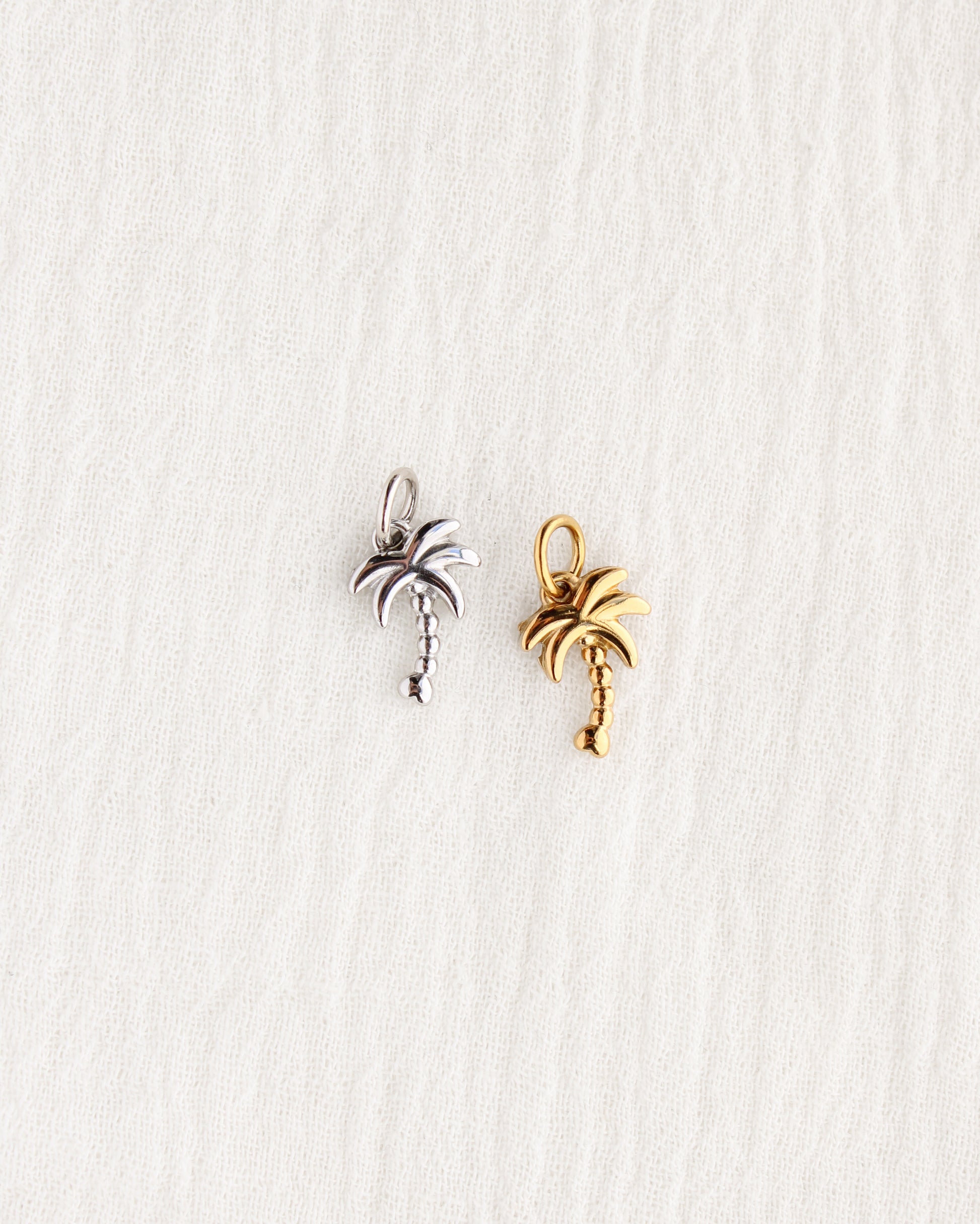 14mm Palm Tree PVD Charm w/ Cubic Zirconia, CH383