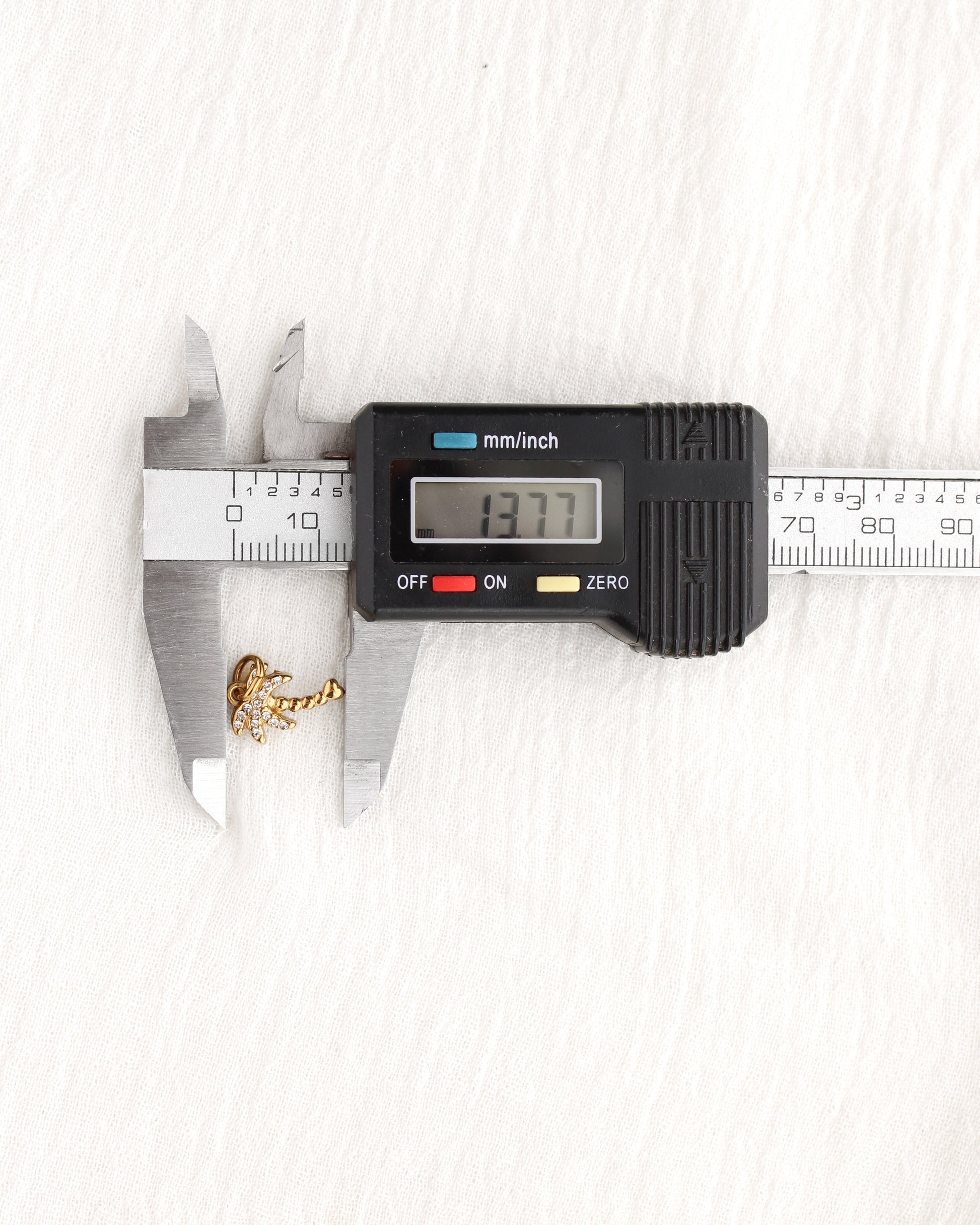 14mm Palm Tree PVD Charm w/ Cubic Zirconia, CH383