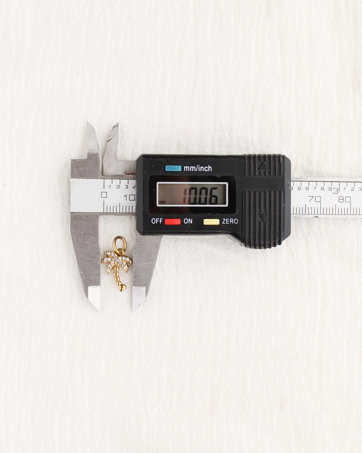 14mm Palm Tree PVD Charm w/ Cubic Zirconia, CH383