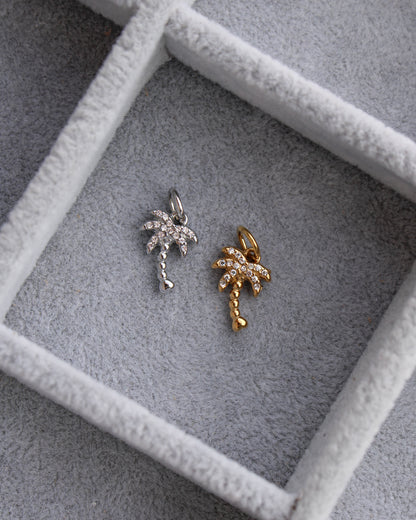 14mm Palm Tree PVD Charm w/ Cubic Zirconia, CH383