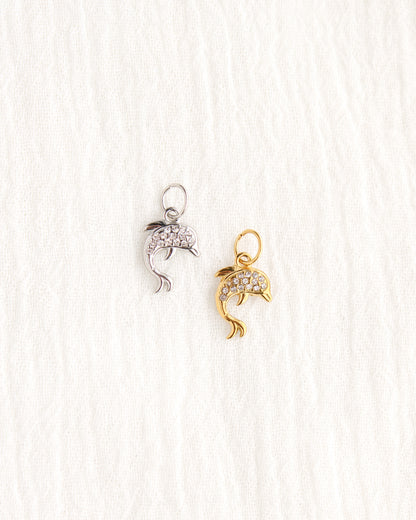 15mm Dolphin PVD Charm with Cubic Zirconia, CH381