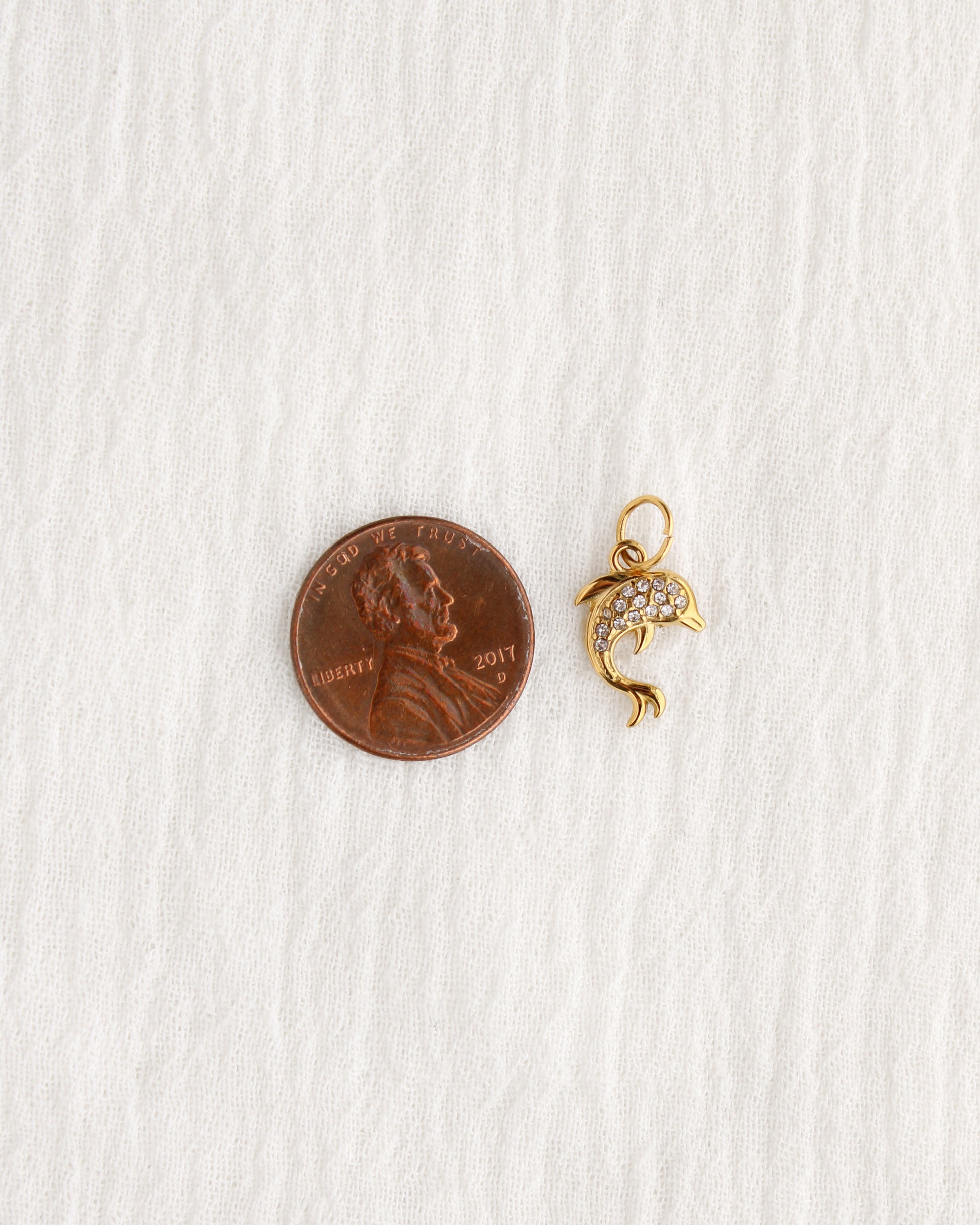 15mm Dolphin PVD Charm with Cubic Zirconia, CH381