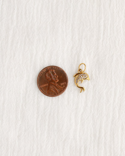 15mm Dolphin PVD Charm with Cubic Zirconia, CH381