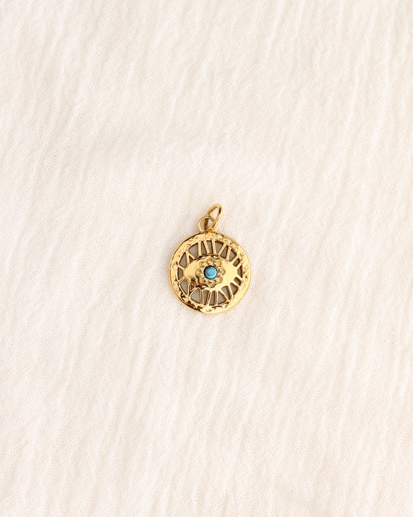 19mm Eye with Turquoise PVD Charm, CH378
