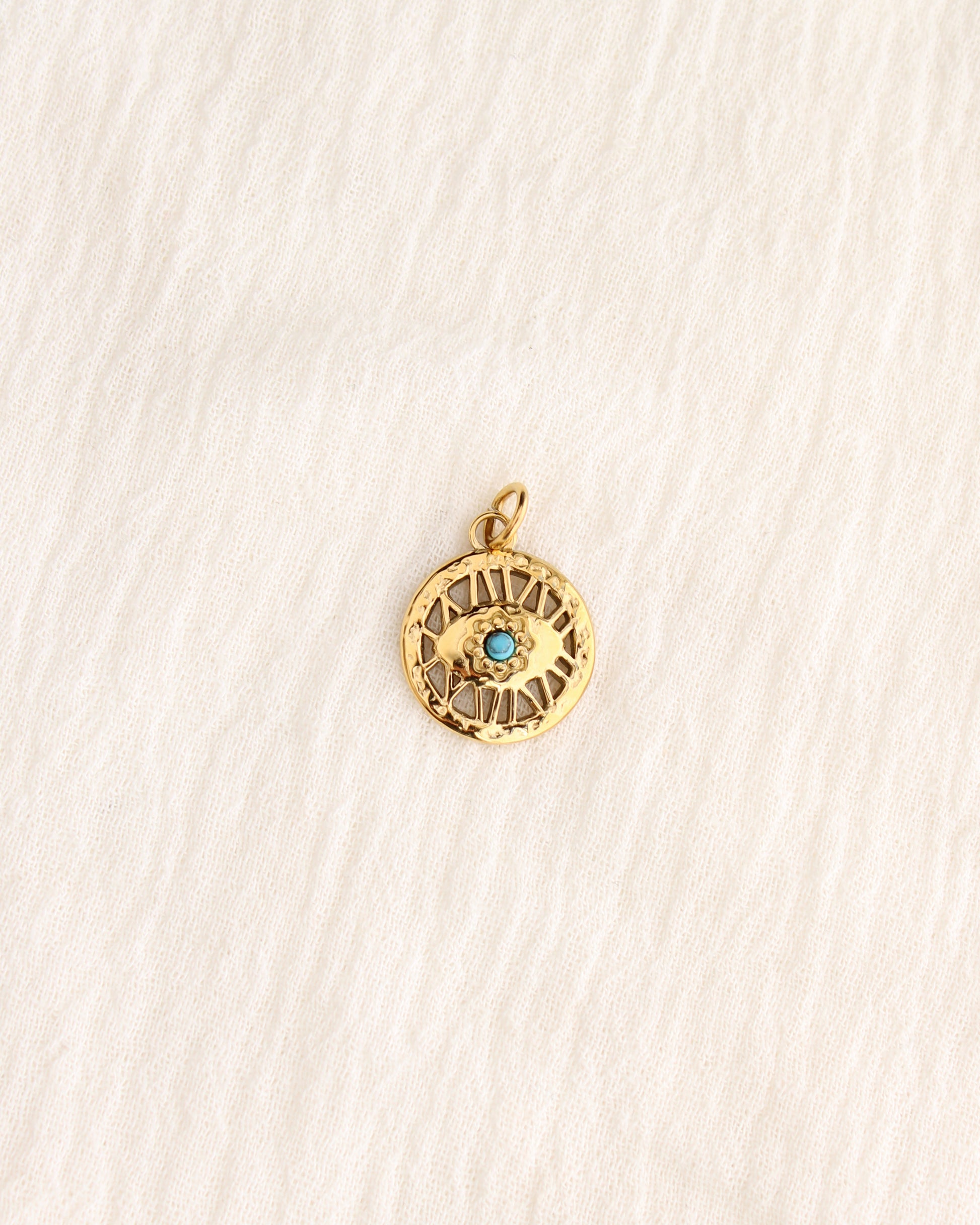 19mm Eye with Turquoise PVD Charm, CH378