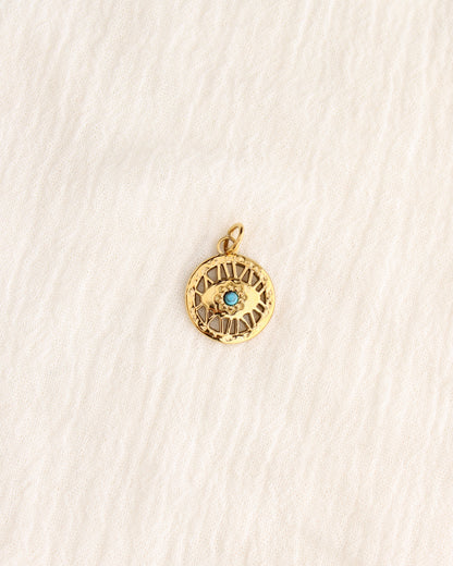 19mm Eye with Turquoise PVD Charm, CH378