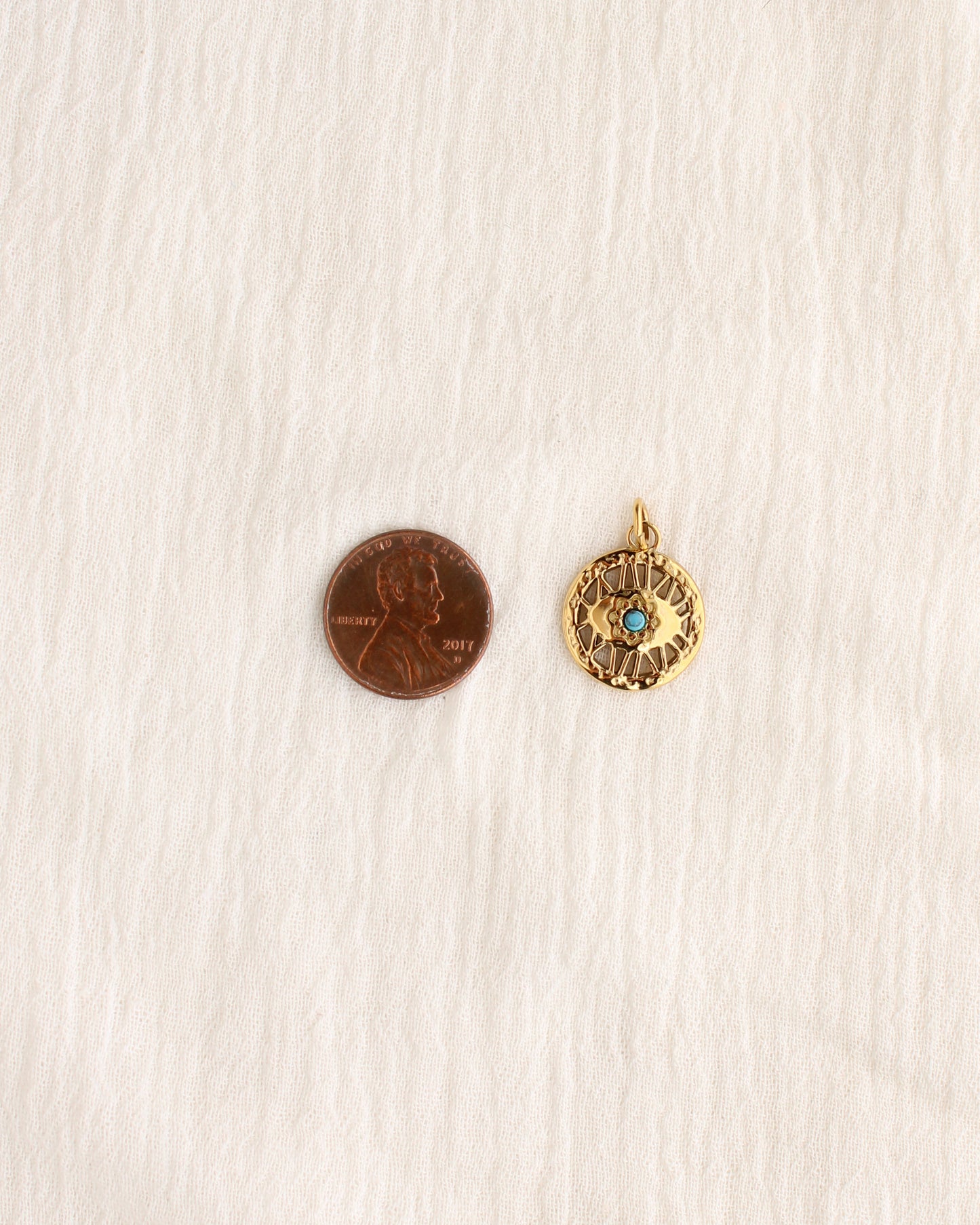 19mm Eye with Turquoise PVD Charm, CH378