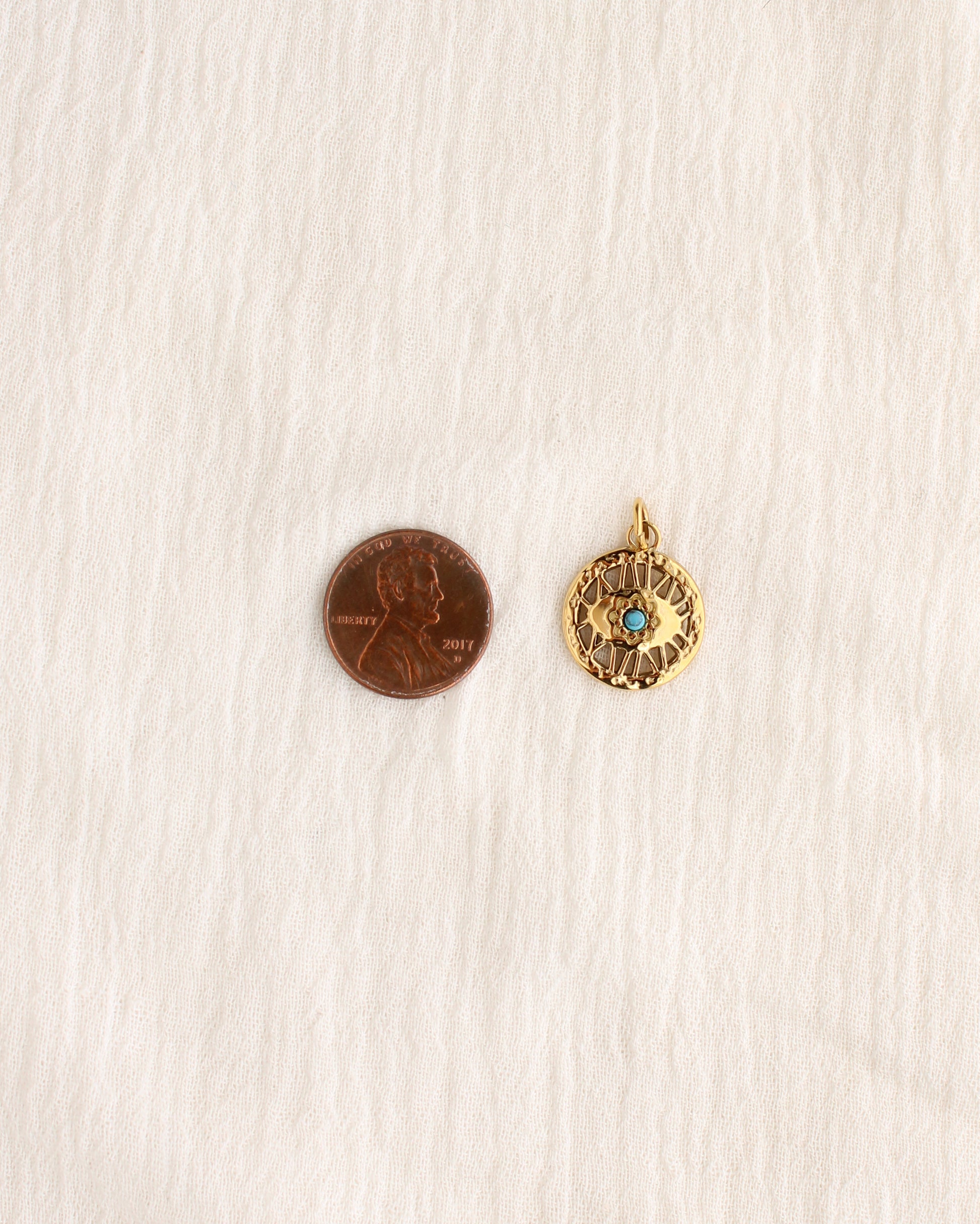 19mm Eye with Turquoise PVD Charm, CH378