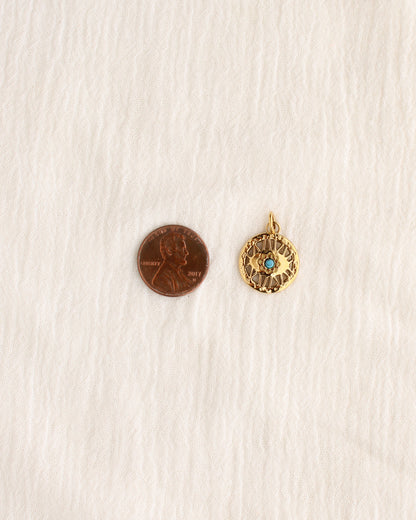 19mm Eye with Turquoise PVD Charm, CH378