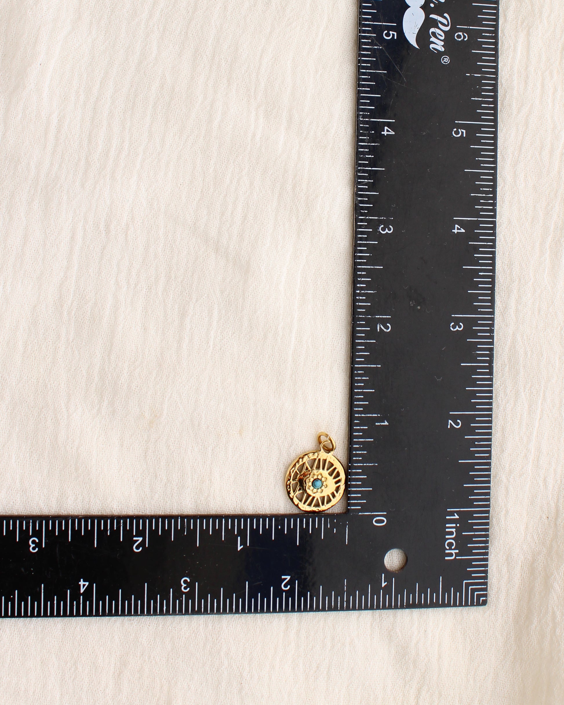 19mm Eye with Turquoise PVD Charm, CH378