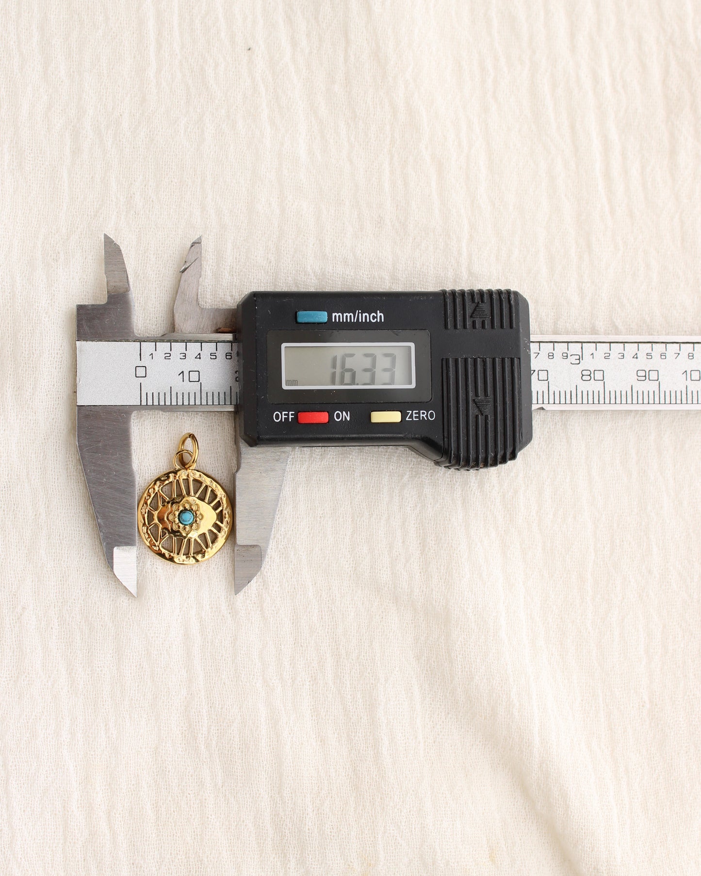 19mm Eye with Turquoise PVD Charm, CH378